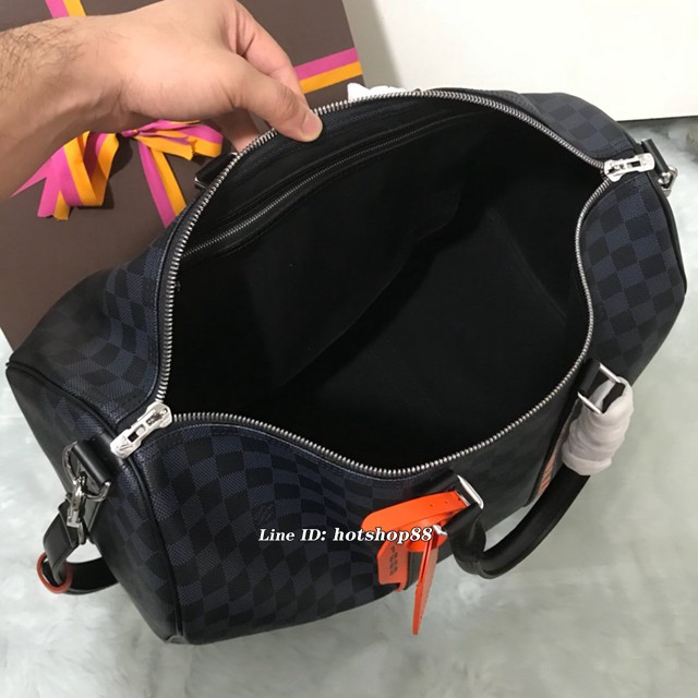 路易威登LV旅行包 N40166 深色和明亮橙色配色 LV經典Keepall 45旅行袋 xxlv1386